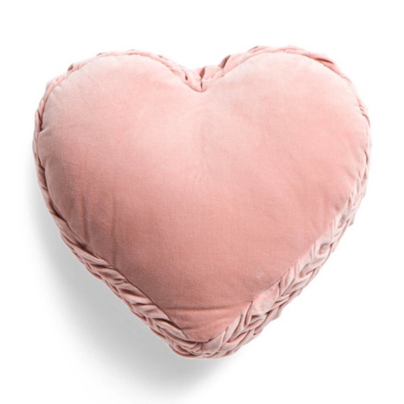 India Other - NIP HANDCRAFTED INDIA 16x16 Pink Ruched Velvet Heart Shaped Pillow